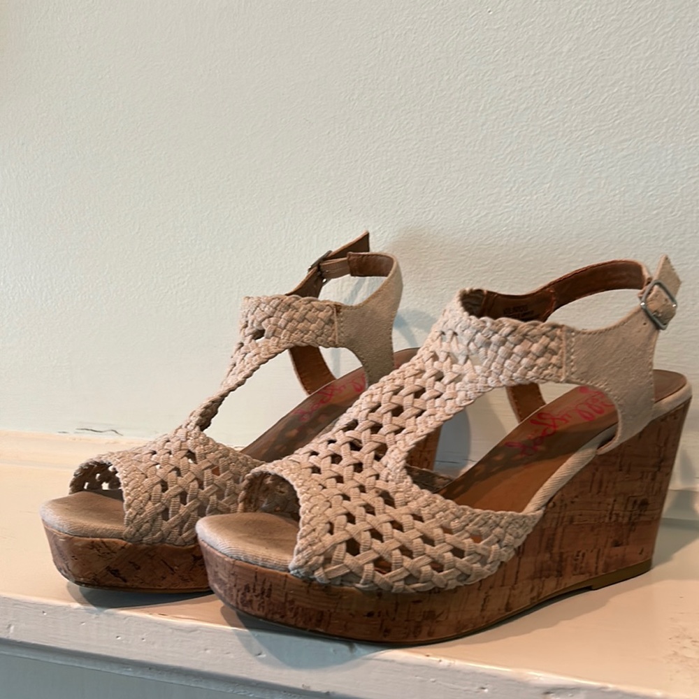 Jellypop woven platform wedge